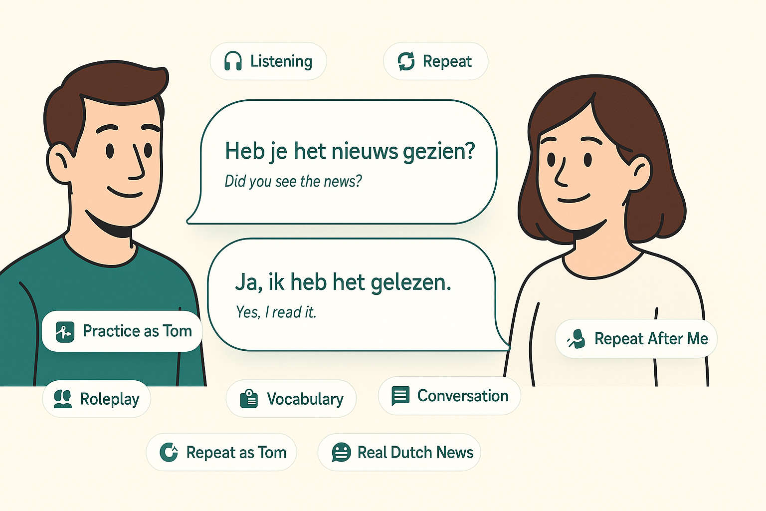 Tom and Lisa practicing Dutch conversation